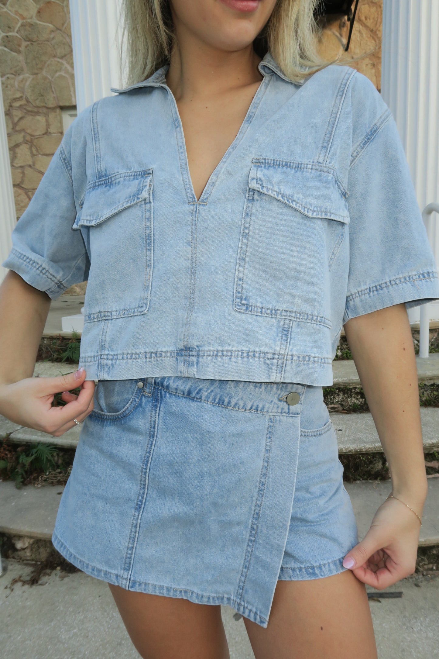 Denim Daisy Skort (Matching Set)