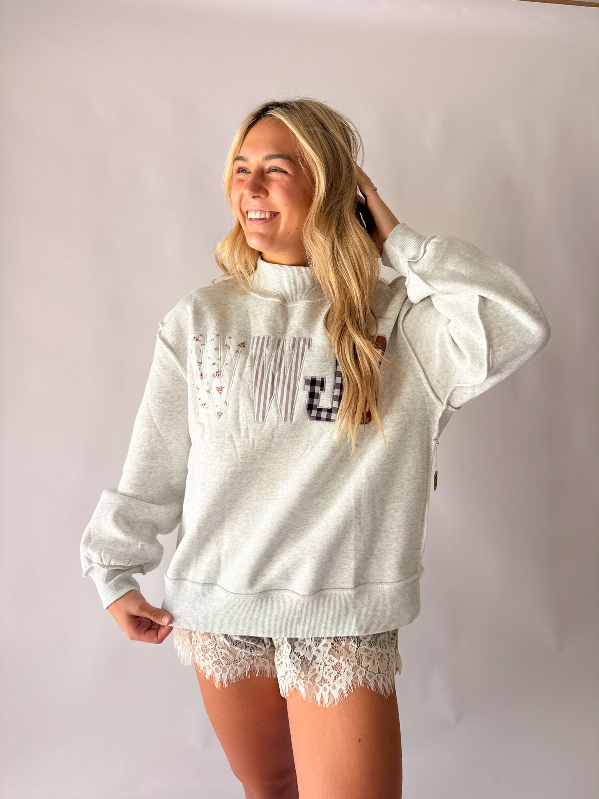 WWJD Embroidered Mock neck